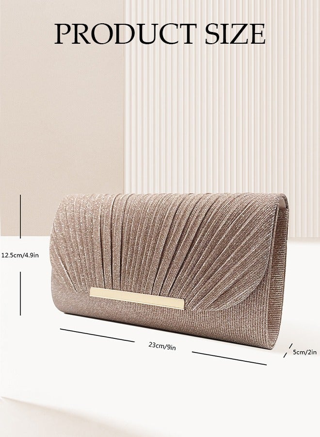 Women Shiny Glitter Evening Clutch Crossbody Bag Envelope Handbag Chain Purse for Wedding Formal Cocktail Party