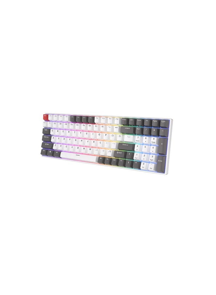 Royal Kludge RK100 Tri-Mode RGB 100 Keys Hot Swappable Mechanical Keyboard Grey/Red/White (Blue Switch)