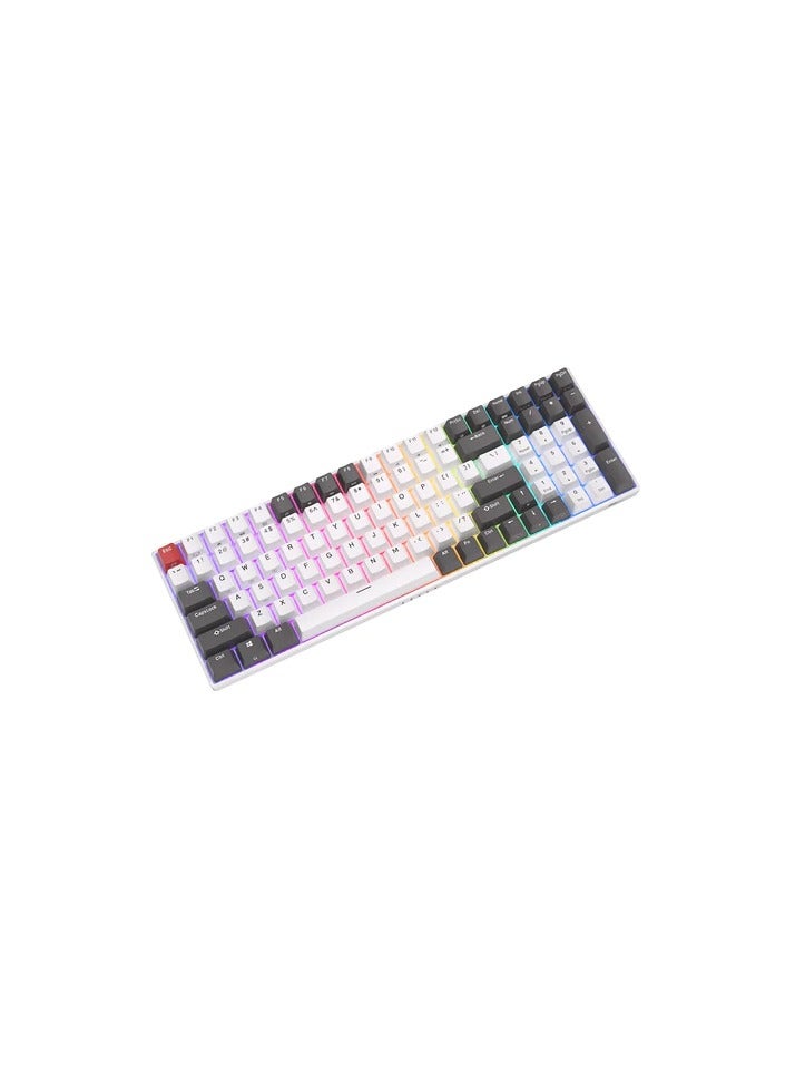 Royal Kludge RK100 Tri-Mode RGB 100 Keys Hot Swappable Mechanical Keyboard Grey/Red/White (Blue Switch)