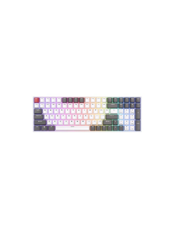 Royal Kludge RK100 Tri-Mode RGB 100 Keys Hot Swappable Mechanical Keyboard Grey/Red/White (Brown Switch)