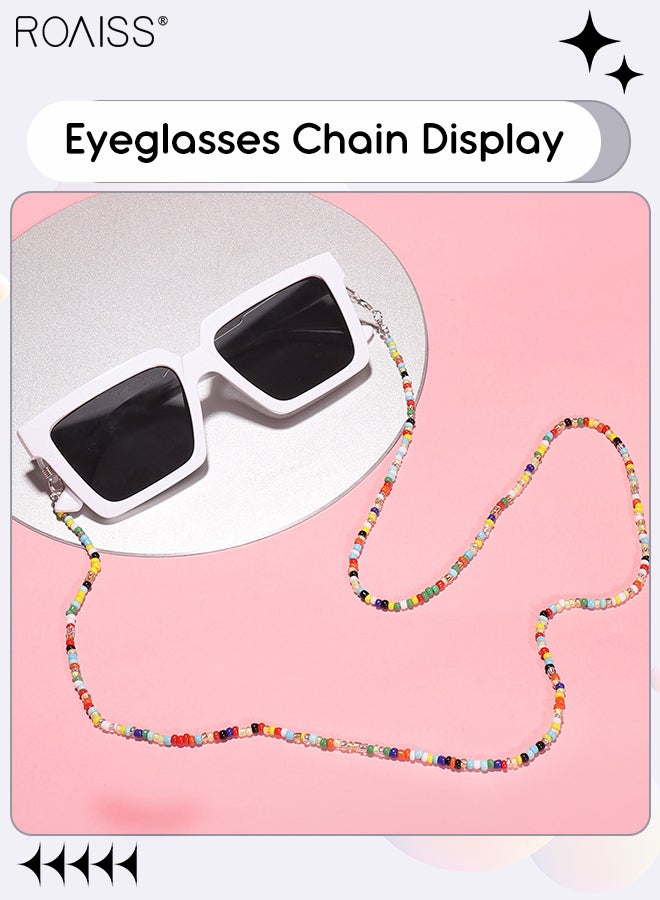 Heart Shaped Sunglasses for Kids with Colorful Beaded Glasses Chain, UV400 Protection Cute Beach Holiday Sun Glasses with Lightweight Frame for Boys Girls and Children Age 3-12, Transparent Pink