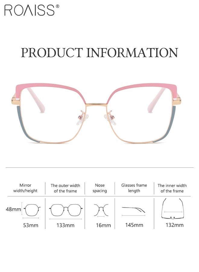 Women's Blue Light Blocking Glasses Blue Light Filter Computer Reading Gaming TV Phones Square Eyeglasses Fashion Anti Eyestrain Headache Eyewear Pink Gold 53mm