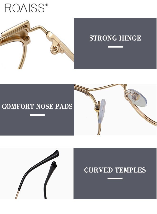 Blue Light Blocking Glasses for Women  Shiny Gold Glasses  Blue Light Filter Computer Reading Gaming TV Phones Cat Eye Eyeglasses Fashion Anti Eyestrain Headache Eyewear 53mm