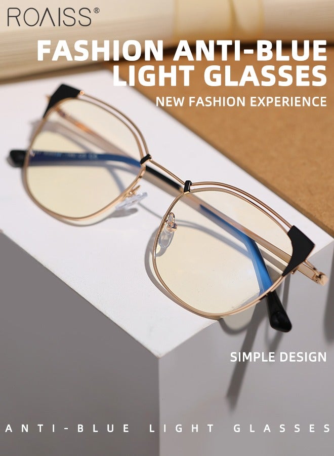 Blue Light Blocking Glasses for Women  Shiny Gold Glasses  Blue Light Filter Computer Reading Gaming TV Phones Cat Eye Eyeglasses Fashion Anti Eyestrain Headache Eyewear 53mm