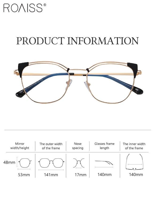 Blue Light Blocking Glasses for Women  Shiny Gold Glasses  Blue Light Filter Computer Reading Gaming TV Phones Cat Eye Eyeglasses Fashion Anti Eyestrain Headache Eyewear 53mm