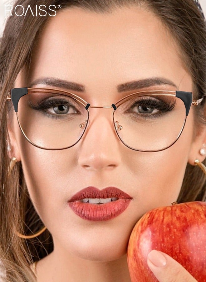 Blue Light Blocking Glasses for Women  Shiny Gold Glasses  Blue Light Filter Computer Reading Gaming TV Phones Cat Eye Eyeglasses Fashion Anti Eyestrain Headache Eyewear 53mm