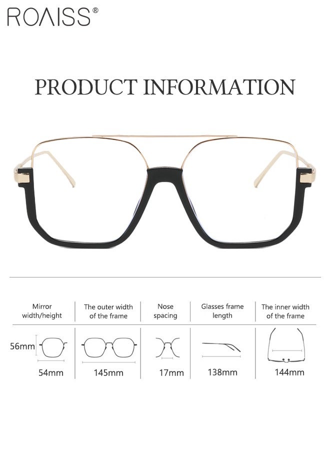 Blue Light Blocking Glasses Blue Light Filter Computer Reading Gaming TV Phones Square Eyeglasses Oversize Anti Eyestrain Headache Eyewear for Men Women Black Gold 54mm