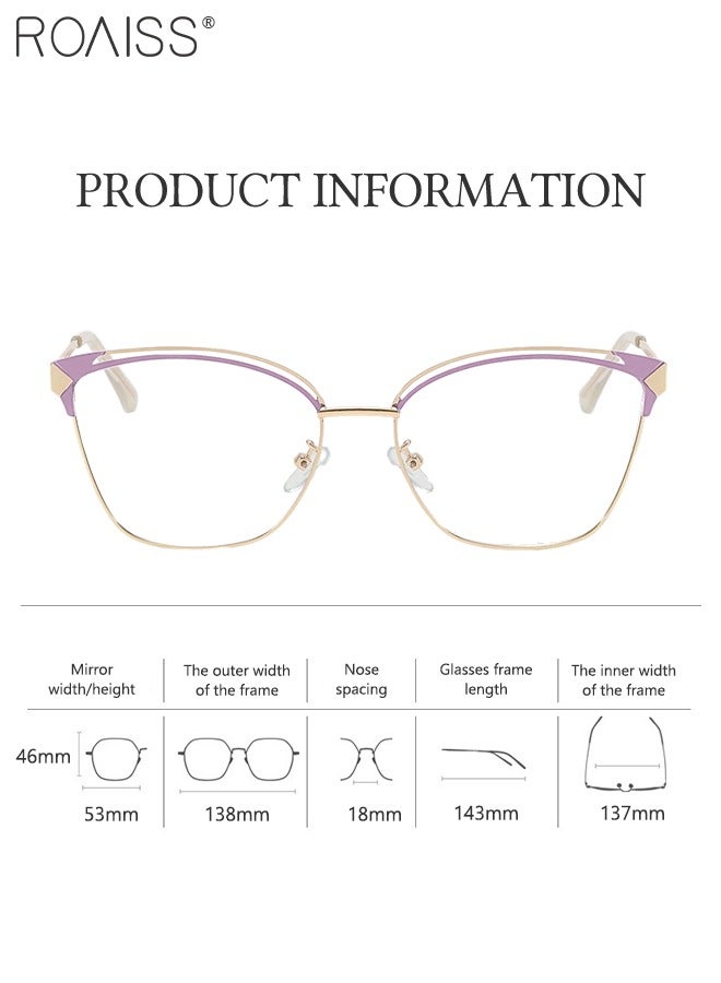 Women's Blue Light Blocking Glasses Anti UV and Glare Blue Light Filter Computer Glasses Cat Eye Color Changing Anti Eyestrain Headache Eyewear Purple and Gold 53mm