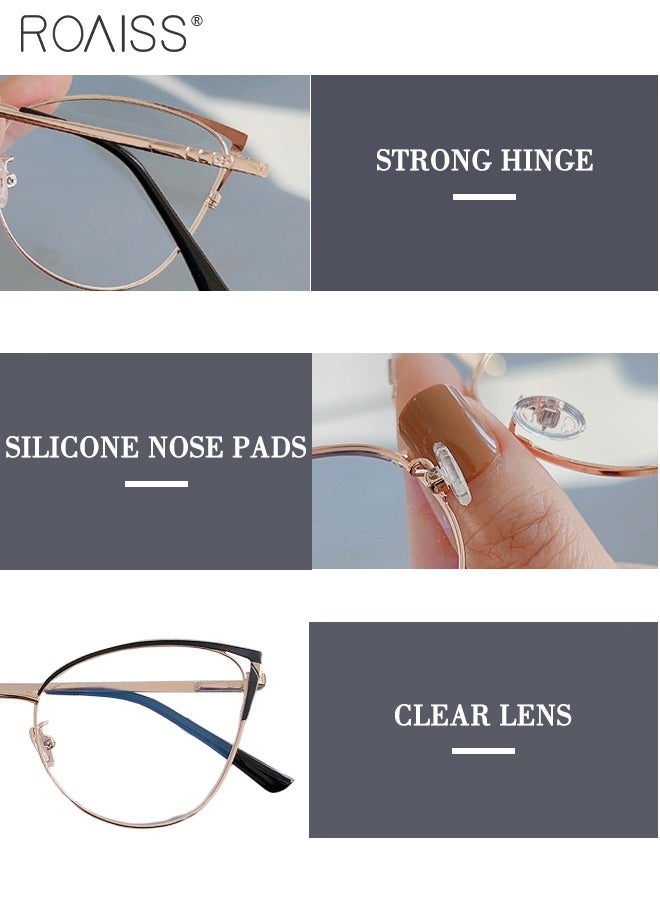 Women's Blue Light Blocking Glasses Blue Light Filter Computer Reading Gaming TV Phones Cat Eye Eyeglasses Fashion Anti Eyestrain Headache Eyewear Black Gold 52mm