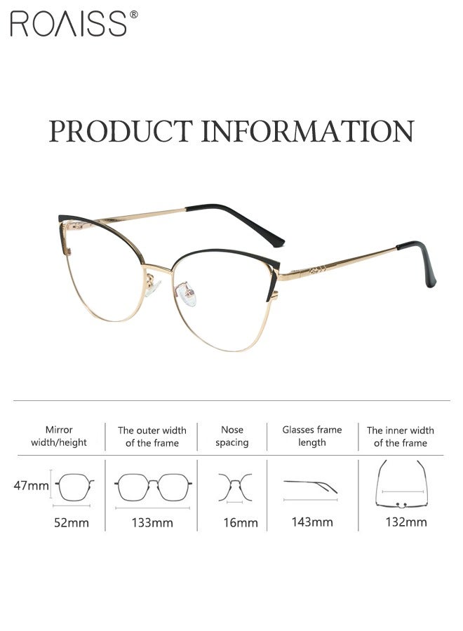 Women's Blue Light Blocking Glasses Blue Light Filter Computer Reading Gaming TV Phones Cat Eye Eyeglasses Fashion Anti Eyestrain Headache Eyewear Black Gold 52mm