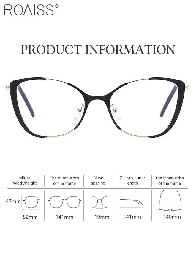 Women's Blue Light Blocking Glasses Anti UV and Glare Blue Light Filter Computer Glasses Cat Eye Color Changing Anti Eyestrain Headache Eyewear Black Gold 52mm