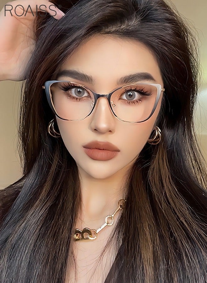 Women's Blue Light Blocking Glasses Anti UV and Glare Blue Light Filter Computer Glasses Cat Eye Color Changing Anti Eyestrain Headache Eyewear Black Gold 52mm