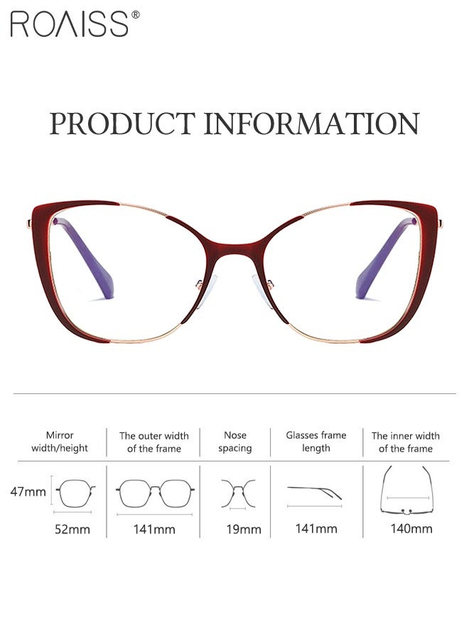 Women's Blue Light Blocking Glasses Anti UV and Glare Blue Light Filter Computer Glasses Cat Eye Color Changing Anti Eyestrain Headache Eyewear Burgundy and Rose Gold 52mm