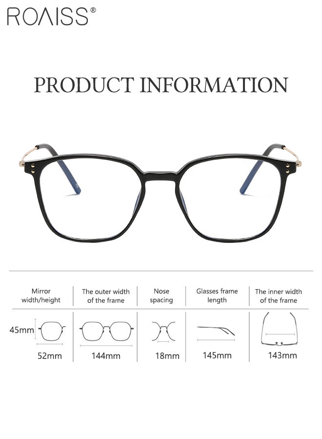 Blue Light Blocking Glasses Blue Light Filter Computer Reading Gaming TV Phones Square Eyeglasses Fashion Anti Eyestrain Headache Eyewear for Men Women Black Gold 52mm