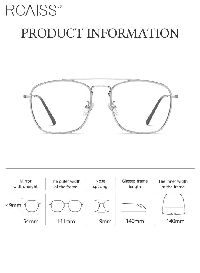 Blue Light Blocking Glasses Blue Light Filter Computer Reading Gaming TV Phones Square Eyeglasses Fashion Anti Eyestrain Headache Eyewear for Men Women Silver 54mm