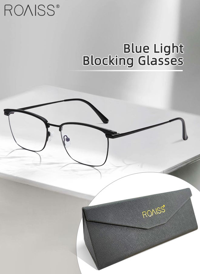 Blue Light Blocking Glasses Blue Light Filter Computer Reading Gaming TV Phones Browline Eyeglasses Fashion Anti Eyestrain Headache Eyewear for Men Women Black 54mm