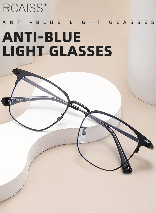 Blue Light Blocking Glasses Blue Light Filter Computer Reading Gaming TV Phones Square Eyeglasses Fashion Anti Eyestrain Headache Eyewear for Men Women Black 50mm