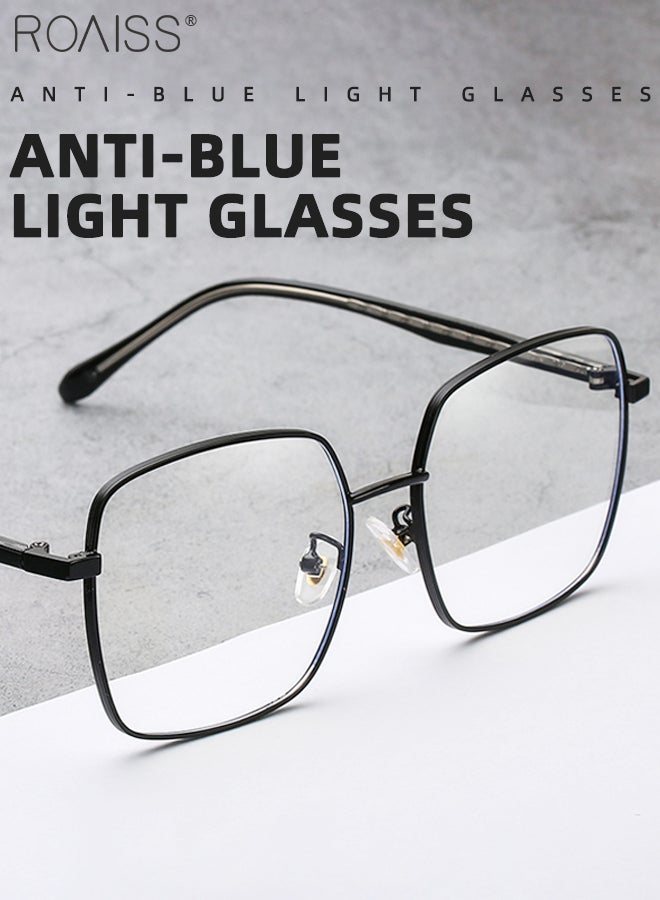 Blue Light Blocking Glasses Blue Light Filter Computer Reading Gaming TV Phones Square Eyeglasses Fashion Anti Eyestrain Headache Eyewear for Men Women Black 55mm