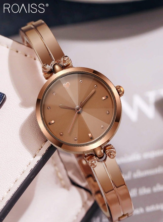 Women's Brown Bracelet Quartz Watch, Analog Display Round Brown Dial Watch, Waterproof Retro Watch as Gift for Women