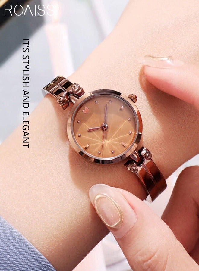Women's Brown Bracelet Quartz Watch, Analog Display Round Brown Dial Watch, Waterproof Retro Watch as Gift for Women
