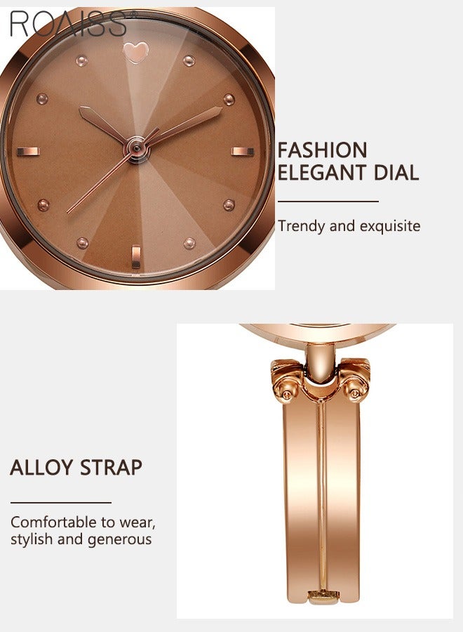 Women's Brown Bracelet Quartz Watch, Analog Display Round Brown Dial Watch, Waterproof Retro Watch as Gift for Women