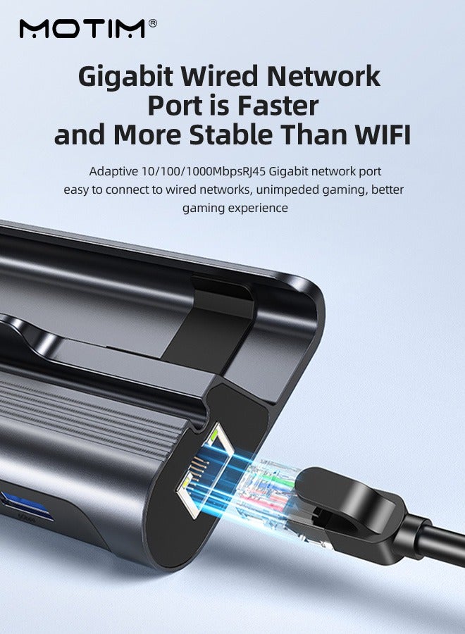 6-IN-1 Docking Station for ROG&Steam Deck, Valve Steam Deck Charger Stand, Steam Deck Dock USB C Hub, 100W Charging HDMI 2.0, 3 USB Ports and 4K@60Hz, Gigabit Ethernet, 3 USB3.0