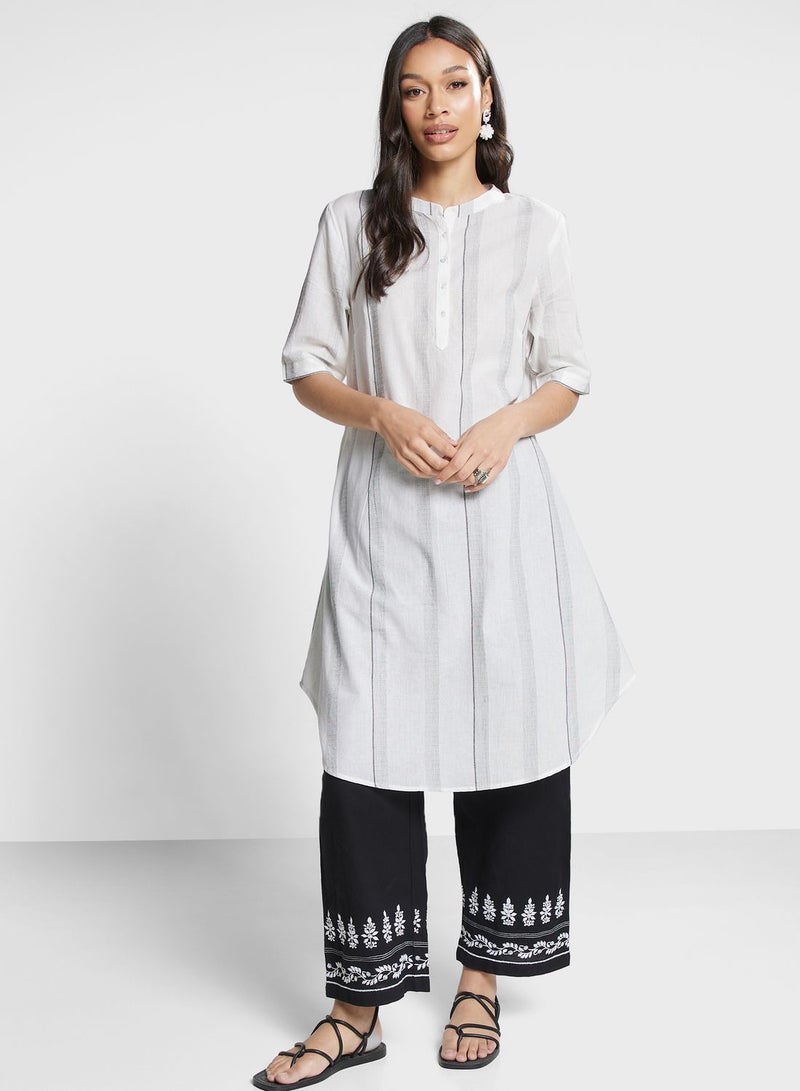 Striped Crew Neck Kurti