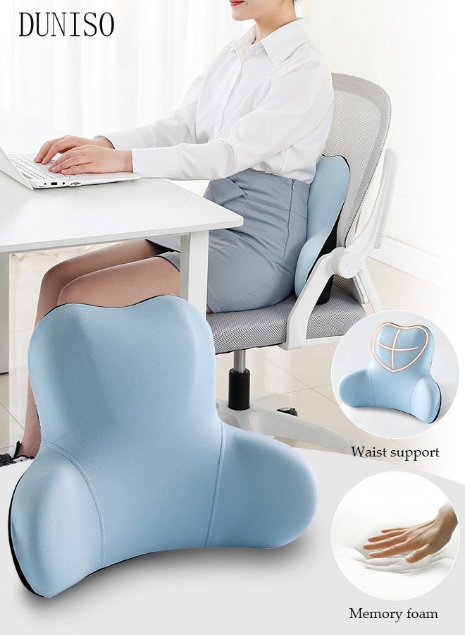 Lumbar Support Pillow for Office Car Back Support Pillow with Memory Foam Pad Back Cushion for Back Pain Relief Improve Posture Cushion
