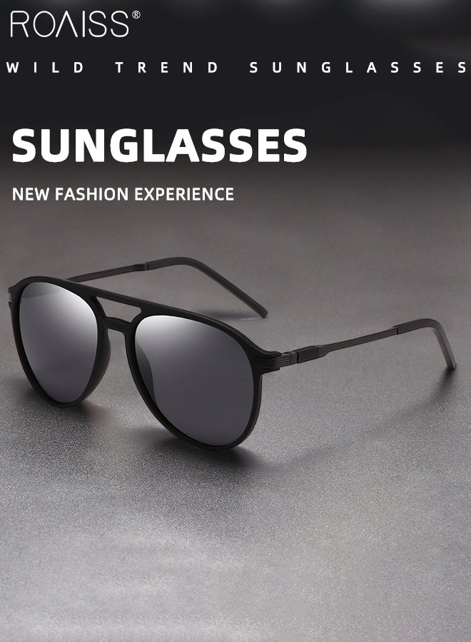 Men's Aviator Polarized Sunglasses, UV400 Protection Sun Glasses with Grey Lens, Fashion Anti-Glare Sun Shades for Men Driving, Fishing, Traveling, 62mm