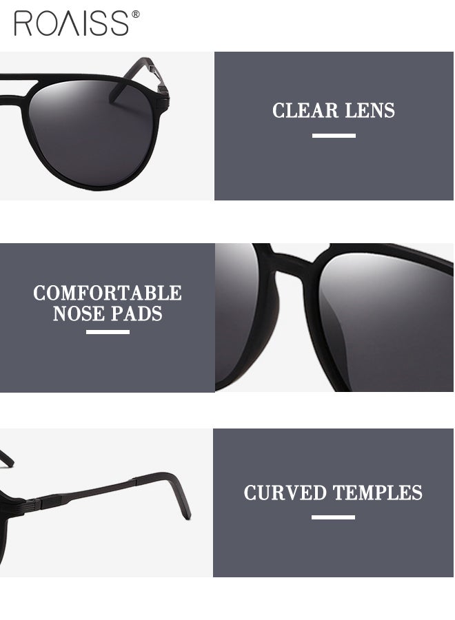 Men's Aviator Polarized Sunglasses, UV400 Protection Sun Glasses with Grey Lens, Fashion Anti-Glare Sun Shades for Men Driving, Fishing, Traveling, 62mm