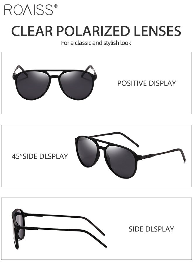 Men's Aviator Polarized Sunglasses, UV400 Protection Sun Glasses with Grey Lens, Fashion Anti-Glare Sun Shades for Men Driving, Fishing, Traveling, 62mm