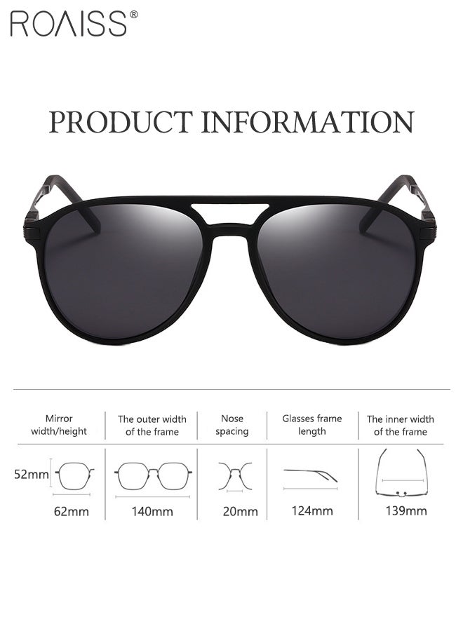 Men's Aviator Polarized Sunglasses, UV400 Protection Sun Glasses with Grey Lens, Fashion Anti-Glare Sun Shades for Men Driving, Fishing, Traveling, 62mm