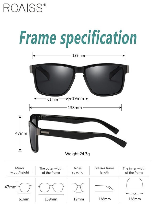 Men's Polarized Square Sunglasses, UV400 Protection Sun Glasses with PC Frame, Fashion Anti-Glare Sunglasses for Men Driving, Fishing, Traveling, 61mm