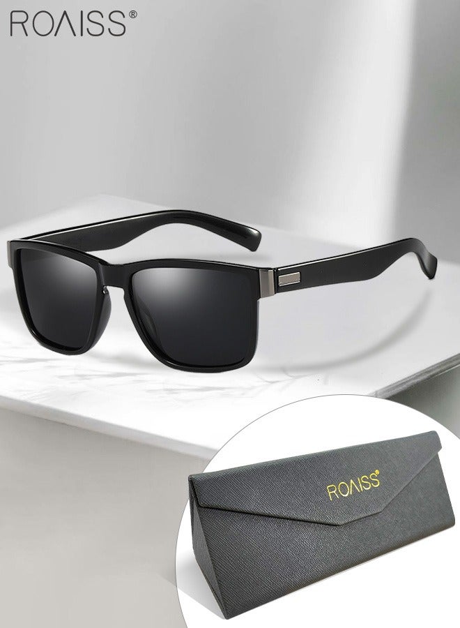 Men's Polarized Square Sunglasses, UV400 Protection Sun Glasses with PC Frame, Fashion Anti-Glare Sunglasses for Men Driving, Fishing, Traveling, 61mm