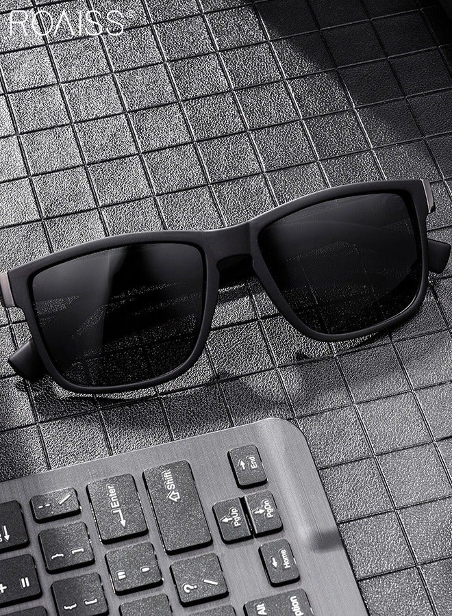 Men's Polarized Square Sunglasses, UV400 Protection Sun Glasses with PC Frame, Fashion Anti-Glare Sunglasses for Men Driving, Fishing, Traveling, 61mm