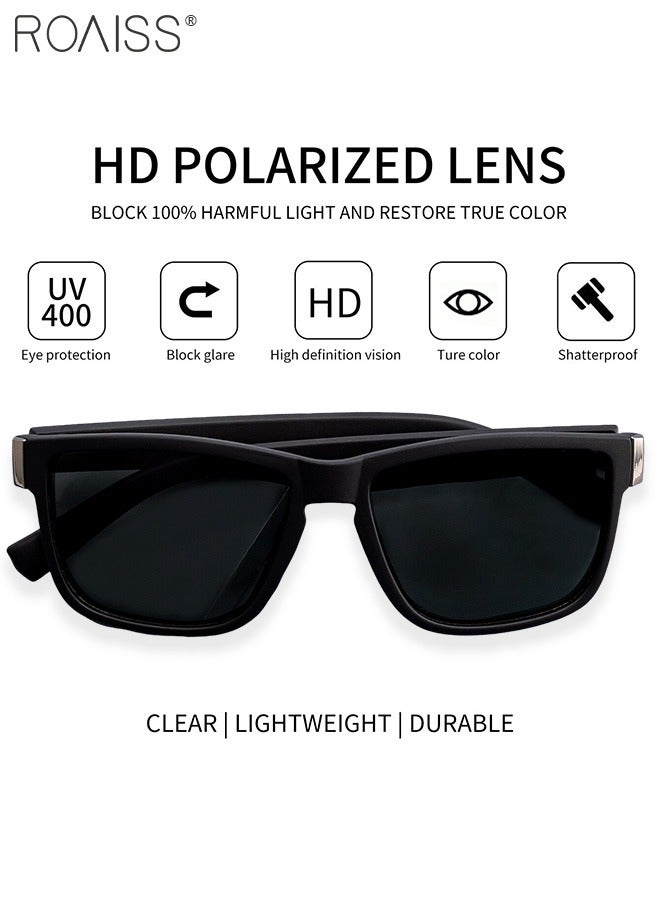 Men's Polarized Square Sunglasses, UV400 Protection Sun Glasses with PC Frame, Fashion Anti-Glare Sunglasses for Men Driving, Fishing, Traveling, 61mm