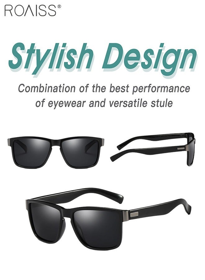 Men's Polarized Square Sunglasses, UV400 Protection Sun Glasses with PC Frame, Fashion Anti-Glare Sunglasses for Men Driving, Fishing, Traveling, 61mm