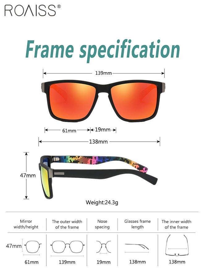 Men's Polarized Square Sunglasses, UV400 Protection Sun Glasses with PC Frame, Fashion Anti-Glare Sunglasses for Men Driving, Fishing, Traveling, 61mm