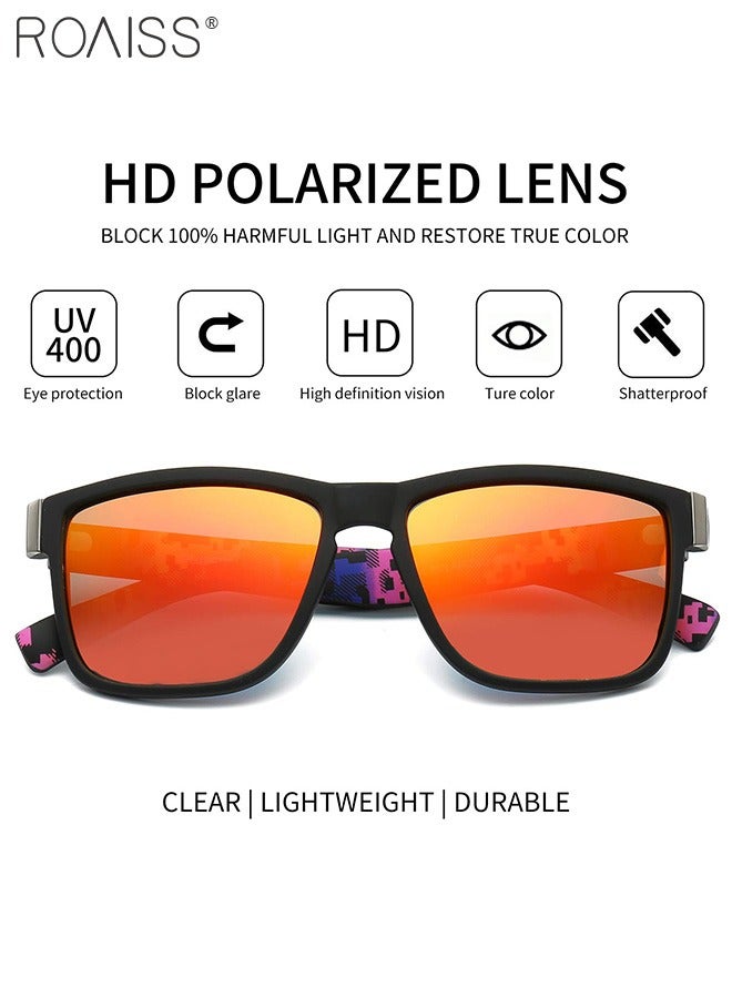 Men's Polarized Square Sunglasses, UV400 Protection Sun Glasses with PC Frame, Fashion Anti-Glare Sunglasses for Men Driving, Fishing, Traveling, 61mm