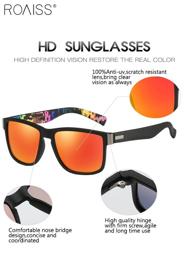 Men's Polarized Square Sunglasses, UV400 Protection Sun Glasses with PC Frame, Fashion Anti-Glare Sunglasses for Men Driving, Fishing, Traveling, 61mm