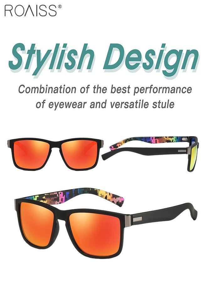 Men's Polarized Square Sunglasses, UV400 Protection Sun Glasses with PC Frame, Fashion Anti-Glare Sunglasses for Men Driving, Fishing, Traveling, 61mm