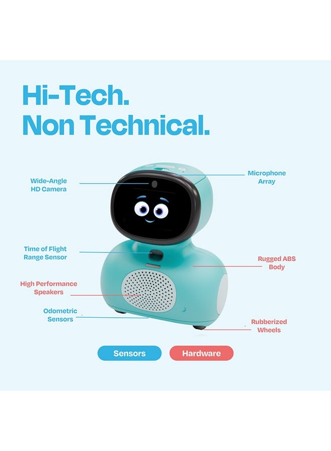 Mini With 30 Day Max: AI-Enhanced Intelligent Robot For Children Interactive Bot Equipped With Coding, A Wide Array Of Games Ideal Gift For Boys And Girls Of Ages 5-12 - Blue