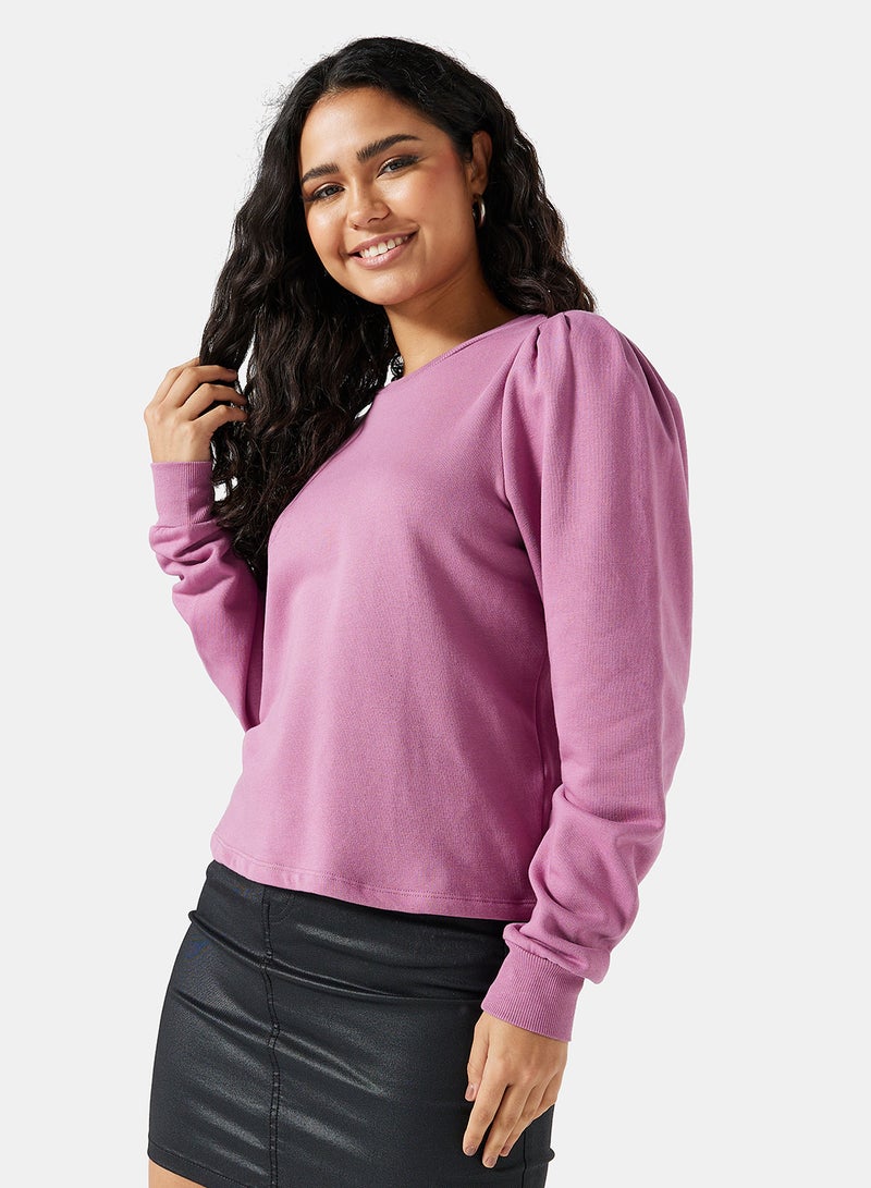 Puff Sleeve Sweatshirt Purple