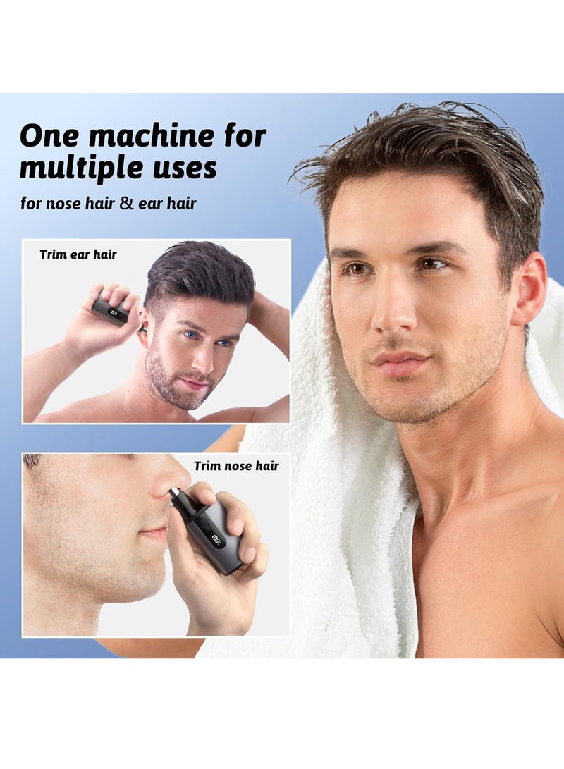 Nose Hair Trimmer, Ear and Nose Hair Trimmer for Men with Fast Charging Built-in Battery, Dual Edge Blade, High-Speed 8000rpm Motor, LCD, Portable Nose Hair Trimmer for Women