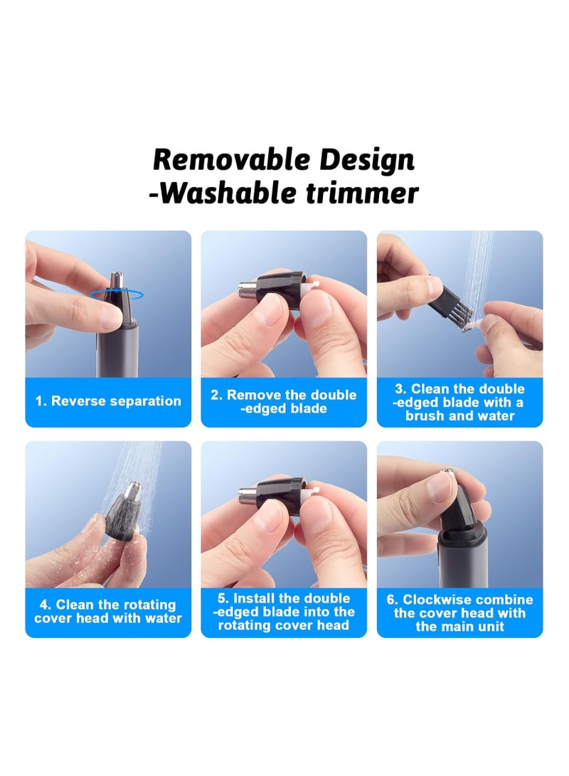 Nose Hair Trimmer, Ear and Nose Hair Trimmer for Men with Fast Charging Built-in Battery, Dual Edge Blade, High-Speed 8000rpm Motor, LCD, Portable Nose Hair Trimmer for Women