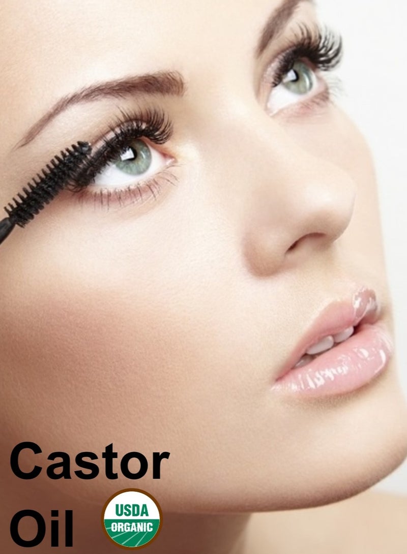 Castor Oil - USDA Certified Organic  100% Pure  Cold Pressed Hexane Free by Kate Blanc. Stimulate Growth for Eyelashes, Eyebrows, Hair. Lash Growth Serum. Brow . Mascara Kit