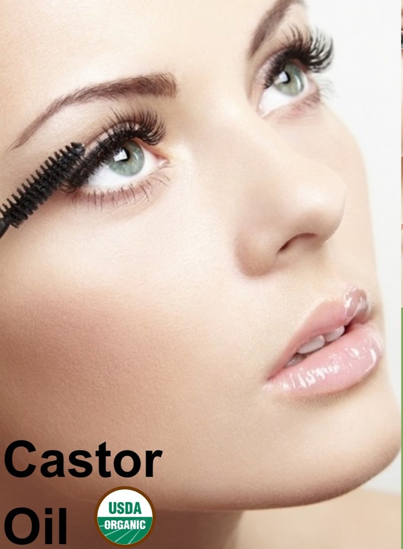 Castor Oil - USDA Certified Organic  100% Pure  Cold Pressed Hexane Free by Kate Blanc. Stimulate Growth for Eyelashes, Eyebrows, Hair. Lash Growth Serum. Brow . Mascara Kit