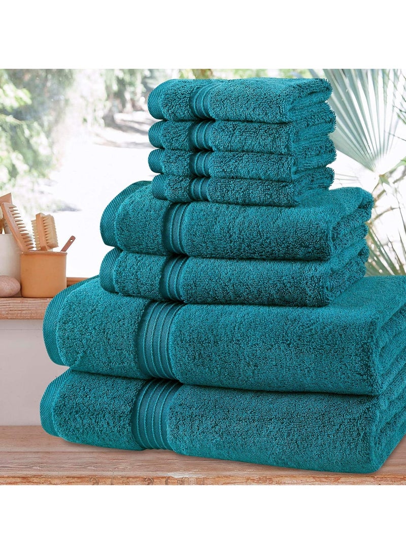 Comfy Cotton Turquoise 600 Gsm 8 pc Set For Bath And Spa Towel Set Includes 2Xbath Towels 70X140 Cm 2Xhand Towels 40X70 Cm 4Xwashcloths 30X30 Cm 70X140Cm