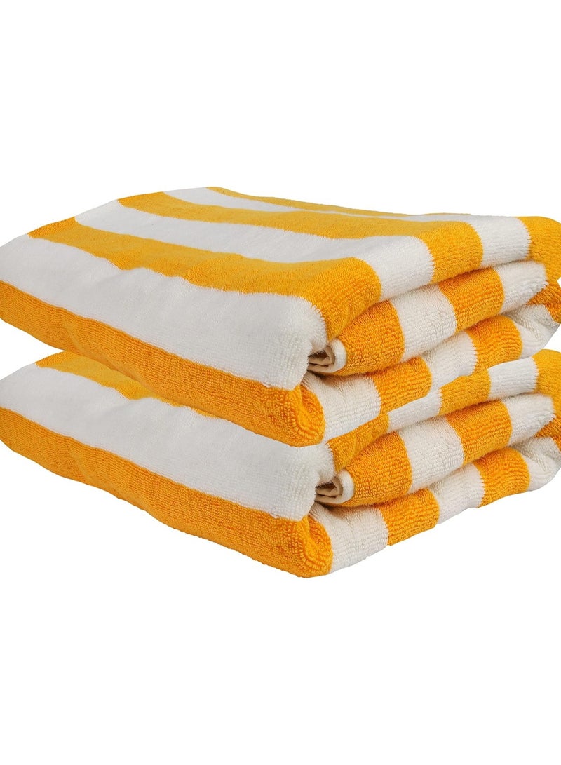 COMFY SET OF 2 HOTEL QUALITY BEACH TOWEL YELLOW & WHITE