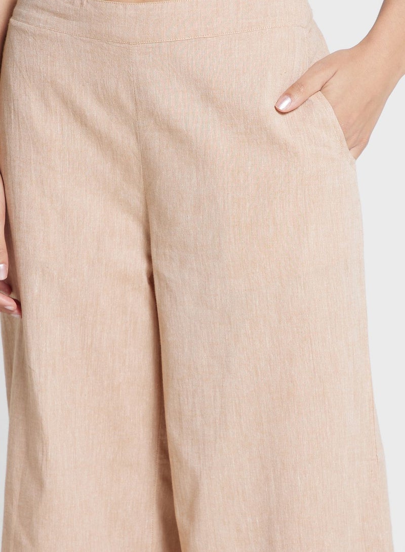 Embroidered High Waist Pants